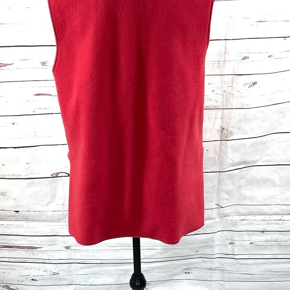 Janska Fleece Vest Womens Size M Red One Button‎ Front 2 Pockets Lagenlook Artsy